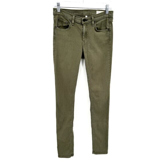 RAG & BONE Women's Army Green Mid Rise Denim Skinny Jeans Size 27 - Picture 1 of 7